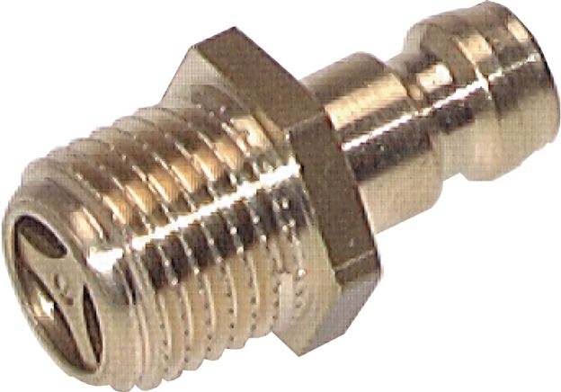 Temperierkupplungsstecker 9mm Zapfen,M 14x1,5(AG), Edelstahl, beidseitig absperrend
