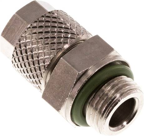 Gerade Verschraubung G 1/8"-6x4mm, Messing vernickelt, Dichtung FKM