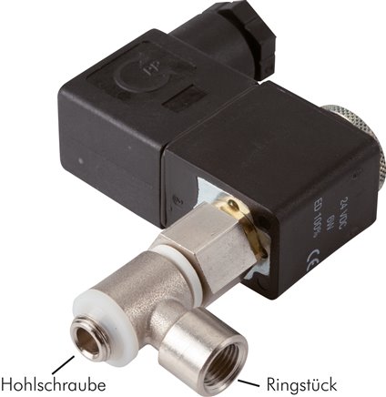 Hohlschrauben-Magnetventil G 1/8"-G 1/8", 3/2-Wege, 115 V AC (NC)