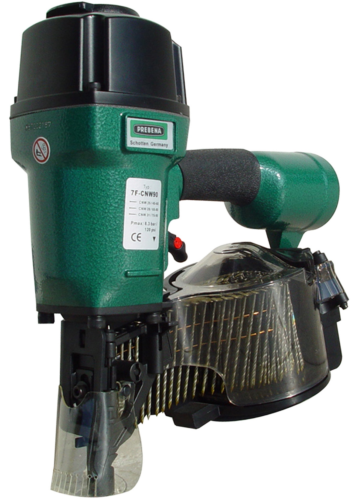 AKTION Prebena Coilnagler 7F-CNW90 + 1 Schachtel CNW31/80BKRI Inhalt 3600 Stück + DF-Meterstab