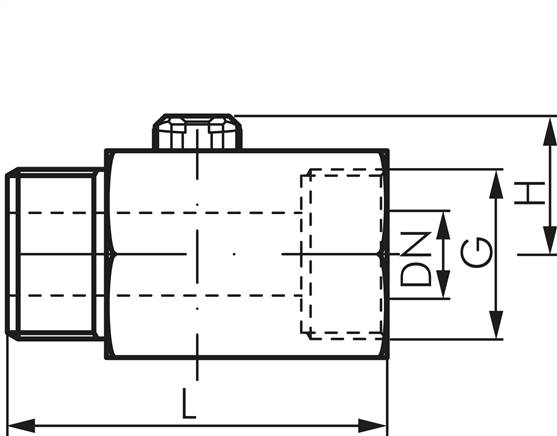Messing-Minikugelhahn G 1/2" Innengewinde / Außengewinde, PN 15, Schraubendreher betätigung
