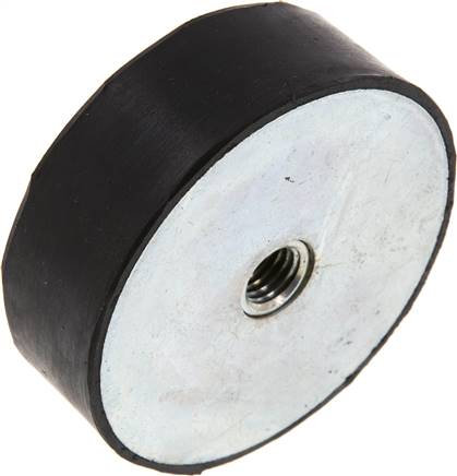Gummi-Metall-Puffer einseitig mit Innengewinde M 12 (10 tief), D= 75 - H= 25 mm