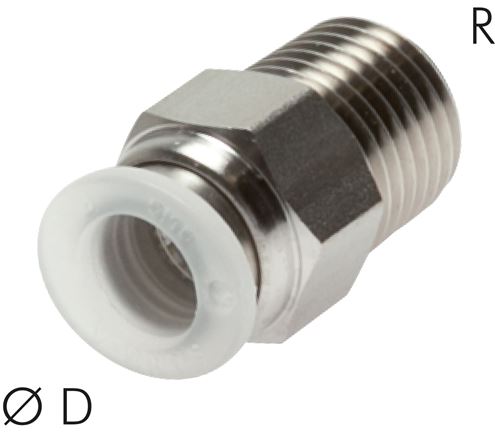 Gerader Steckanschluss R 1/4"-8mm, IQS-PP, Polypropylen mit Edelstahl-Gewinde