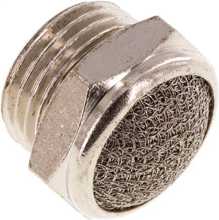 Schalldämpfer G 1/2", Drahtgewebe, Messing vernickelt