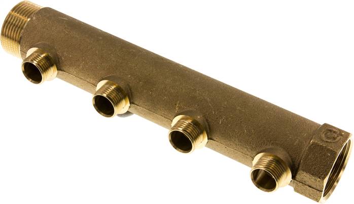 Verteilerrohr G 1-1/4"(IG/AG), Abgang 4 x G 1/2" (AG)