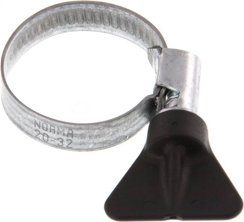 9mm Schlauchschelle 20 - 32mm, Stahl verzinkt (W1) (NORMA) mit Flügelgriff