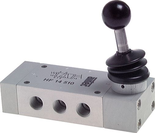 5/2-Wege Handhebelventil, Raste, G 1/2", Handhebel: Edelstahl