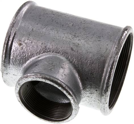 T-Stück Rp 3"-Rp 2"-Rp 3" (IG), Temperguss verzinkt