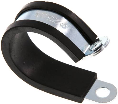 Gummiprofilierte Rohrschelle 25mm, DIN 3016-1