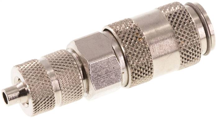 Schnellkupplung (NW2,7) 4,3x3mm Schlauch, Messing vernickelt