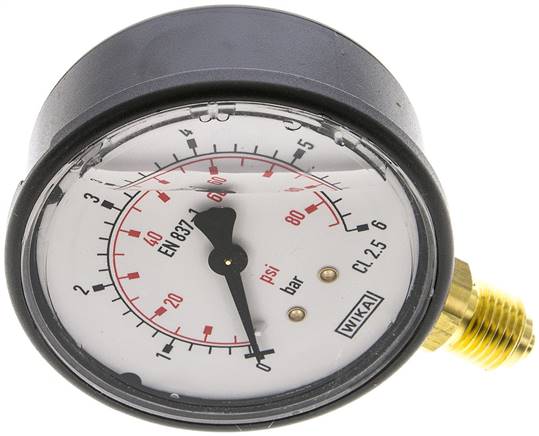 Glycerin-Manometer senkrecht (KU/Ms), 63mm, 0 - 6 bar