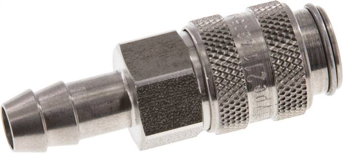 Schnellkupplung (NW5) 8 (5/16")mm Schlauch, Edelstahl, für Stecker beidseitig absperrend