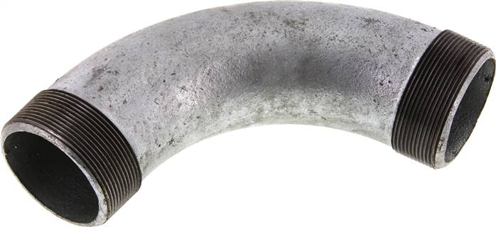 90°-Bogen R 2-1/2" (AG), Temperguss verzinkt