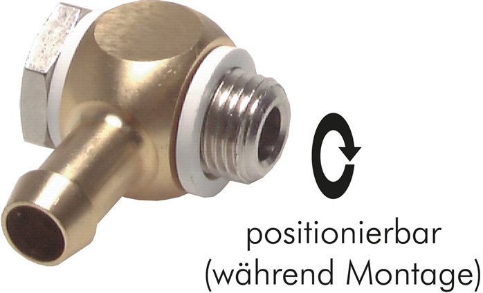 L-Gewindetülle G 1/4"-9 (3/8")mm, Kunststoffdichtung