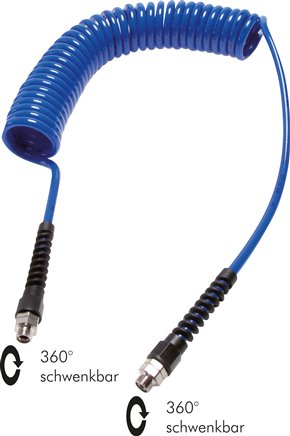 PUR-Spiralschlauch G 1/4"-9,5 x 6,3 mm, 7,5 mtr. Arbeitslänge