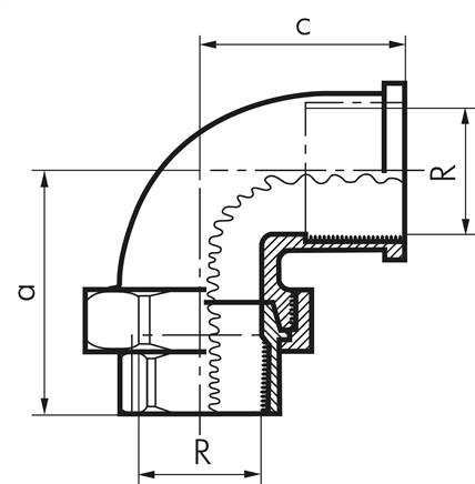 Winkel-Verschraubung konisch dichtend Rp 2-1/2" (IG)