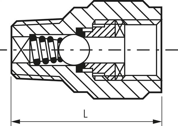 Mini-Rückschlagventil R/Rp 3/8" (AG/IG), Messing vernickelt