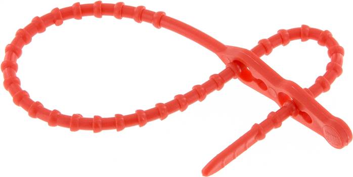 Lösbarer Kabelbinder, 240mm, 2 Befestigungsaugen, rot