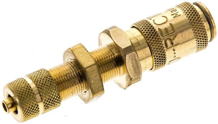 Schott-Schnellkupplung (NW2,7) 4,3x3mm Schlauch, Messing, für Stecker beidseitig absperrend