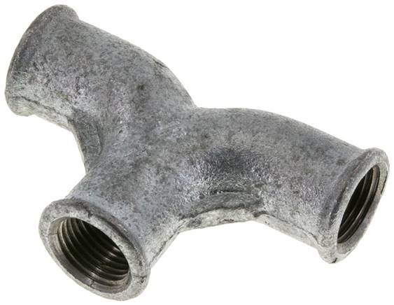 Doppelbogen T-Stück Rp 1/2" (IG), Temperguss verzinkt