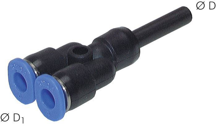Y-Steckanschluss, 6mm Stecknippel, 4mm Schlauch