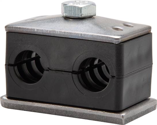 6mm Doppelrohrschelle mit Anschweißplatte & Deckplatte Baugröße 1, doppelt