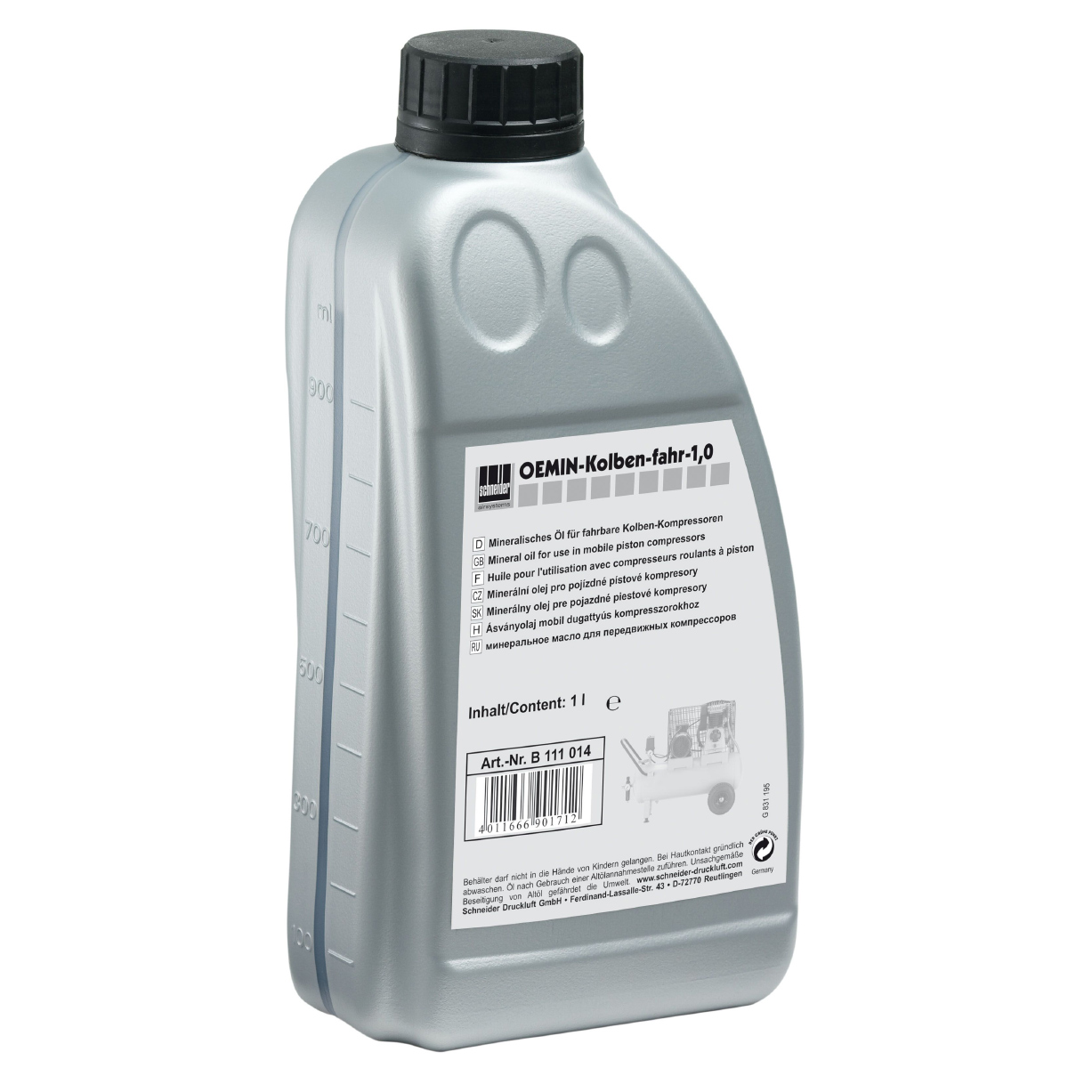 Schneider-Standardöl für Kolbenkompressoren OEMIN 1,0 Liter