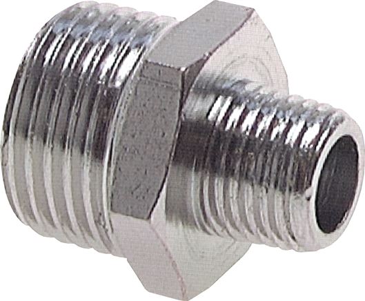 Doppelnippel R 1/8"-R 1/8", Messing vernickelt