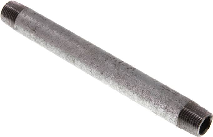 Rohrdoppelnippel R 3/8"-150mm, Stahlrohr ST 37 verzinkt