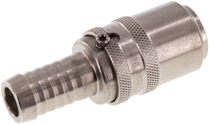 Temperier-Schnellkupplung (gerade) 13mm Zapfen, 13 (1/2")mm Schlauch, Edelstahl, ohne Ventil