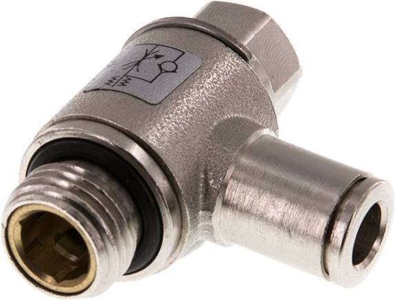 Winkel-Drosselrückschlagventil G 1/4"-6mm,zuluftregelnd, Messing