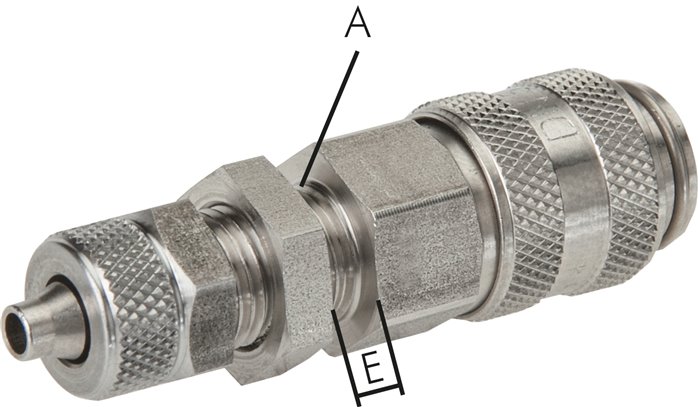 Schott-Schnellkupplung (NW5) 6x4mm Schlauch, Messing vernickelt