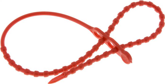 Lösbarer Kabelbinder, 500mm, 2 Befestigungsaugen, rot