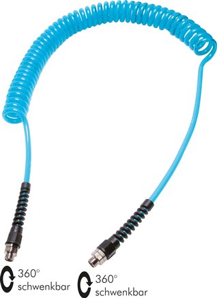 PUR-Spiralschlauch G 3/8"-12 x 8 mm, 6,0 mtr. Arbeitslänge, Di 23mm