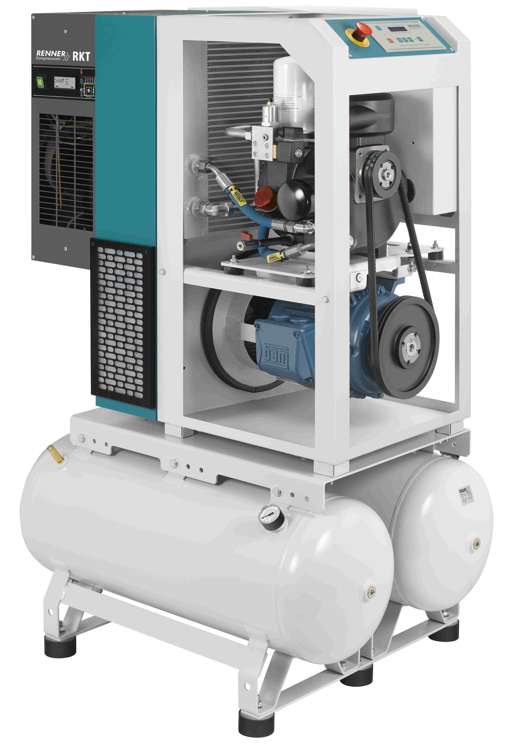 RENNER-Kompressor RSDKF-PRO 5,5 2x90L Behälter inkl. Kältetrockner - frequenzgeregelte Schraube
