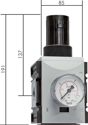FUTURA Sicherheits-Druckregler, G 1", 0,5 - 8bar, mit  abschließbaren Kugelhahn und Befüllventil