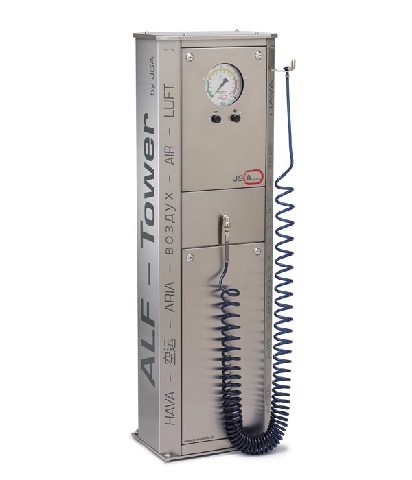 Reifenfüllstation ALF-Station ALK SÄULE analoger Säulenfüller mit Kompressor 10 bar inkl. 8,5 m Befüllschlauch