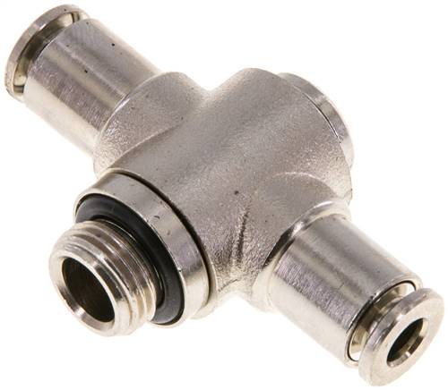 Kompakt-Steckanschluss, T-Stück, einfach, MS vernickelt, Schlauch D 04 mm, Anschluss 1/8"