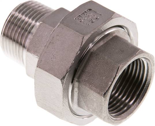 Verschraubung kon. dichtend, Rp 3/4"/R 3/4" (IG/AG), Edelstahl