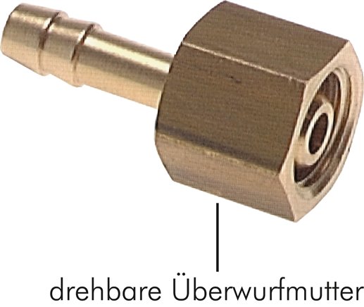 Schlauchtülle, mit Mutter G 3/8"-9 (3/8")mm, Messing