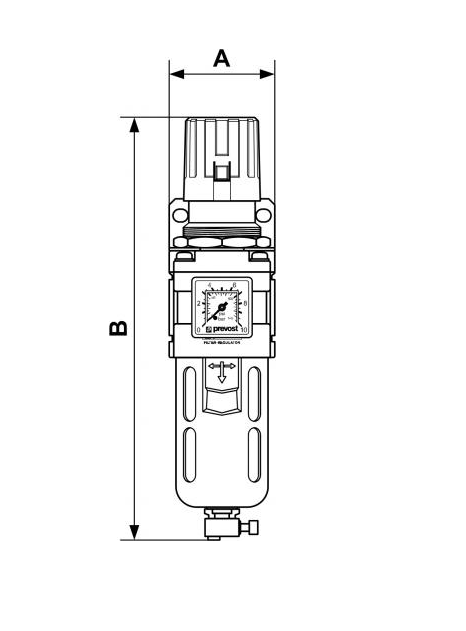 PREVOST ALTO 3 - Filterregler mit Manometer und Befestigung