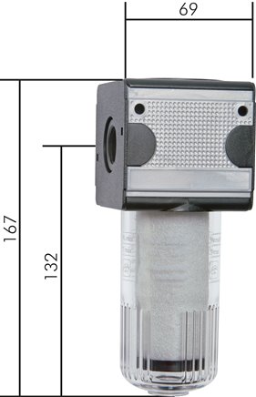 MULTIFIX Vakuumfilter, G 3/4", Baur. 2, Kunststoffbehälter mit Schutzkorb