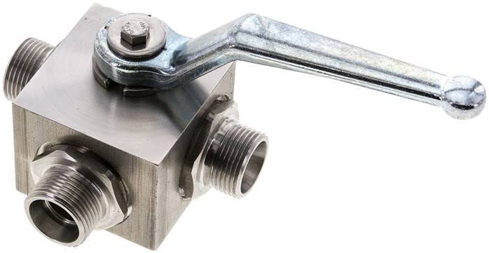 ES-Hochdruck-3-Wege Kugelhahn, T-Bohrung, 15 L (M22x1,5), 0 bis 315bar