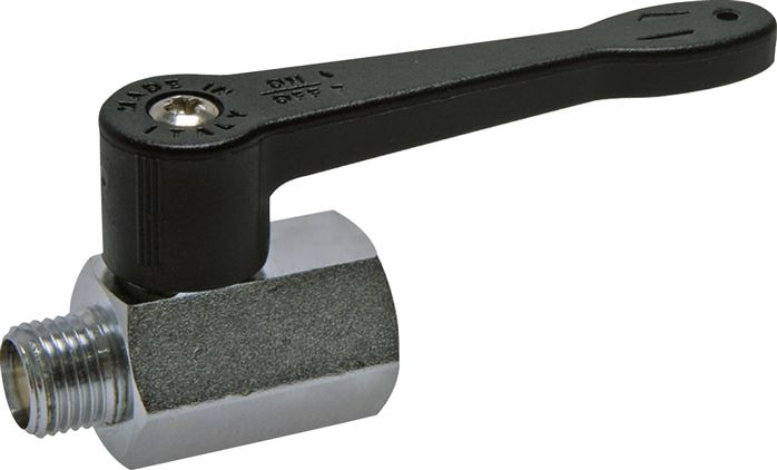 Minikugelhahn langer Griff, G 1/4" Innengewinde / Außengewinde, PN 15