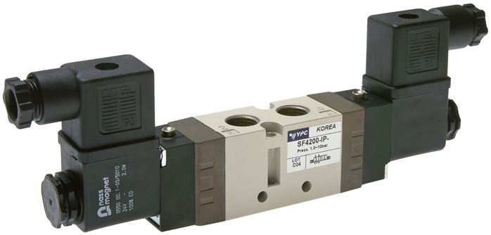 5/2-Wege Magnetventil, G 1/4" (Abluft G 1/8"), Impulsventil, 12 V=