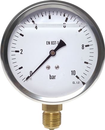 Glycerin-Manometer senkrecht (CrNi/Ms),100mm, 0 - 250 bar -Eco-Line