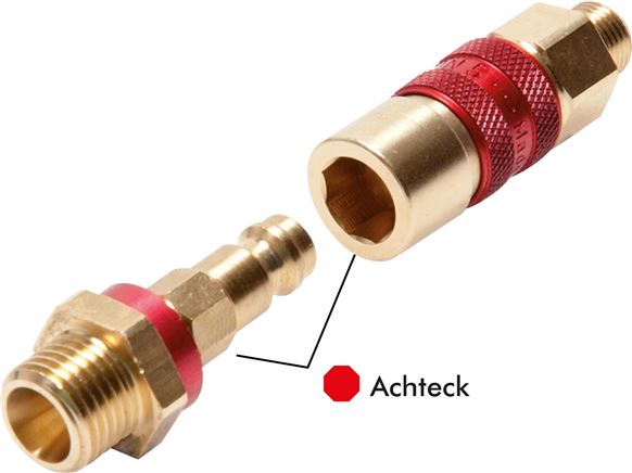 Kupplungsstecker (NW5) G 1/8"(AG), rot, Achteck SW10