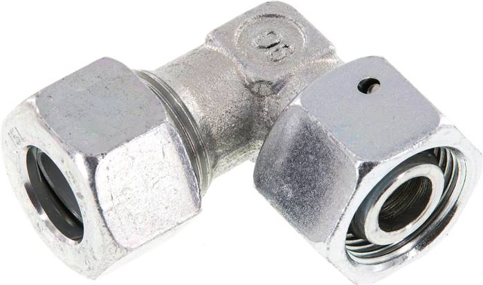 Einstellb. Winkel-Schneidringverschr. 15 L (M22x1,5), Stahl verzinkt, mit Dichtkegel und O-Ring