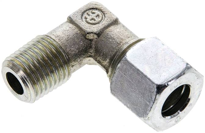 Winkel-Schneidringverschraub. M 14x1,5 (konisch)-10 L (M16x1,5), Stahl verzinkt