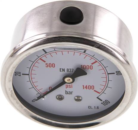 Glycerin-Manometer waagerecht (CrNi/Ms),63mm, 0 - 100bar -Eco-Line